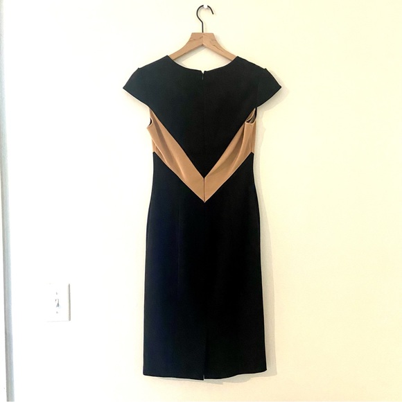 Anthropologie Black and Beige v-neck dress - Picture 4 of 5
